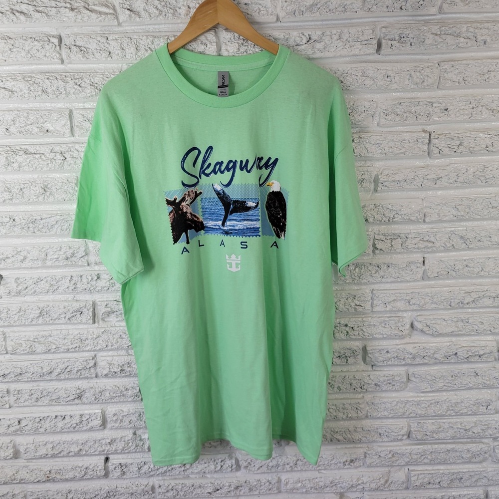 Skagway Alaska Women's XL T-Shirt Green 100% Cotton Short Sleeve Souvenir Tee